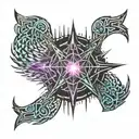 Star with demonic wings tattoo design idea