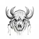 skull of a buffalo that is made up of elements of the Inca culture tattoo design idea