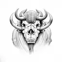 skull of a buffalo that is made up of elements of the Inca culture tattoo design idea