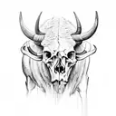 skull of a buffalo that is made up of elements of the Inca culture tattoo design idea