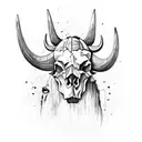 skull of a buffalo that is formed with elements of the Inca culture tattoo design idea