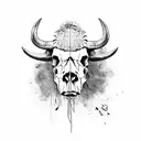 skull of a buffalo that is formed with elements of the Inca culture tattoo design idea