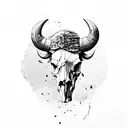 skull of a buffalo that is formed with elements of the Inca culture tattoo design idea