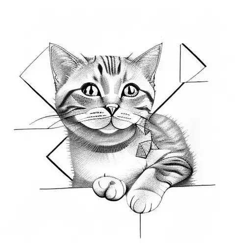 cat eating chocolate tattoo design idea