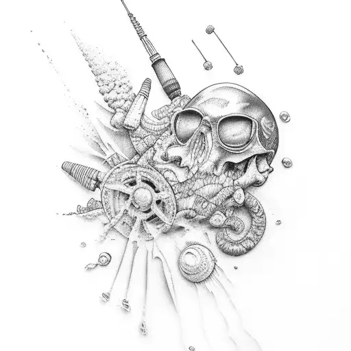 beach theme leg sleve tattoo design idea