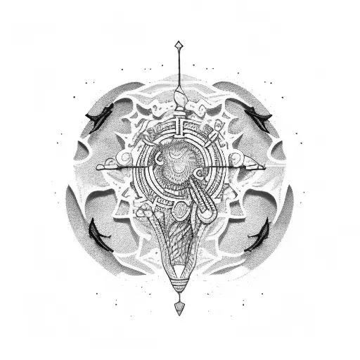 beach theme leg sleve tattoo design idea