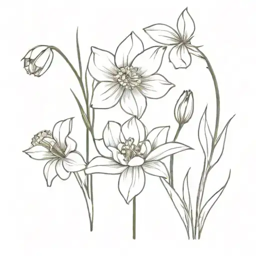 daffodil, tulip, buttercup and daisy tattoo design idea