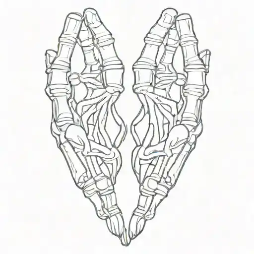 Skeleton hands making a heart shape tattoo design idea