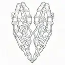 Skeleton hands making a heart shape tattoo design idea