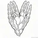 Skeleton hands making a heart shape tattoo design idea