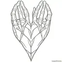 Skeleton hands making a heart shape tattoo design idea