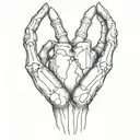 Skeleton hands making a heart shape tattoo design idea