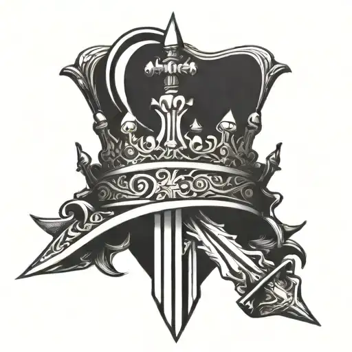 Sword going through a crown tattoo design idea