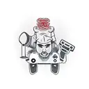 A chef's knife and a game controller intertwined tattoo design idea