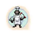 A pixelated chimp chef holding a hacking tool tattoo design idea