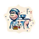 A pixelated chimp chef holding a hacking tool tattoo design idea