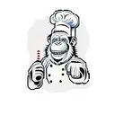 A pixelated chimp chef holding a hacking tool tattoo design idea