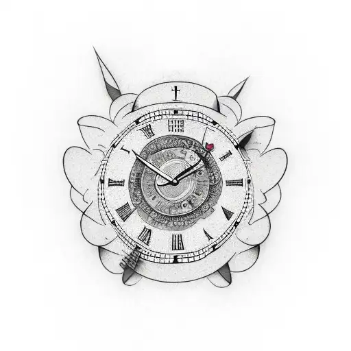 Clock with text 'this too shall pass' tattoo design idea