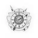 Clock with text 'this too shall pass' tattoo design idea