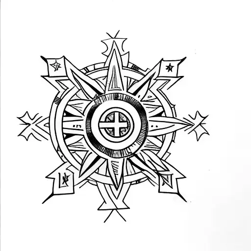 star with bible verse and crosses tattoo design idea