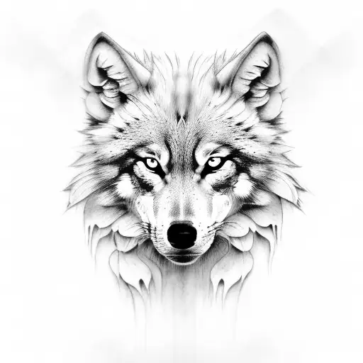 baroque wolf tattoo design idea