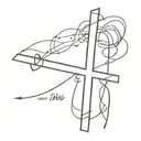 cross tattoo with words "Jien u hu" tattoo design idea