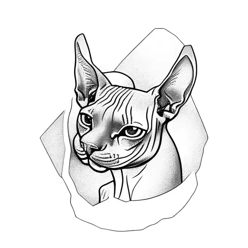 sphynx cat hearth tattoo design idea