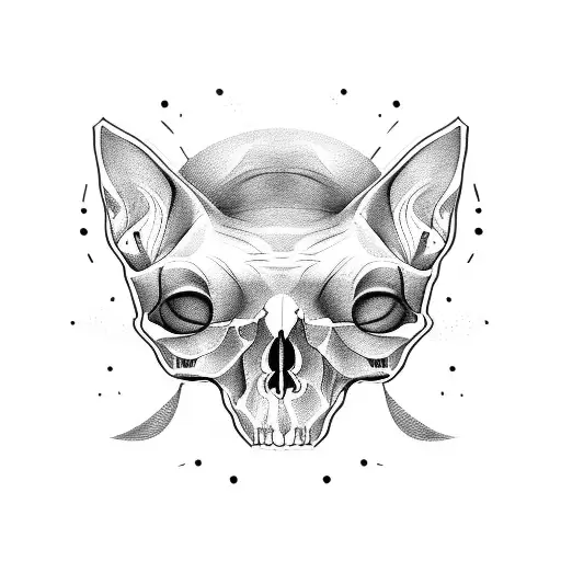 sphynx cat situ skull tattoo design idea