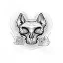 sphynx cat situ skull tattoo design idea