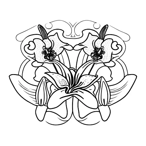 A combination of a lily and orchid tattoo design idea