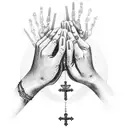 praying hands, rosary  tattoo design idea