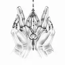 praying hands, rosary  tattoo design idea