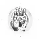 praying hands, rosary  tattoo design idea
