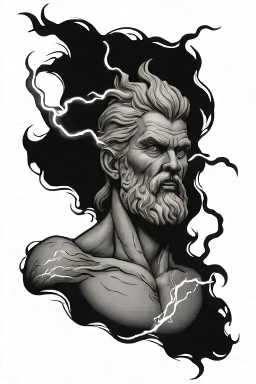 Zeus holding a lightning bolt tattoo design idea