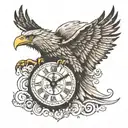 eagle with clock and eye  tattoo design idea