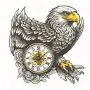 eagle with clock and eye  tattoo design idea