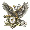 eagle with clock and eye  tattoo design idea