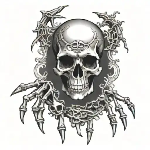 skeleton hand holding tattoo design idea