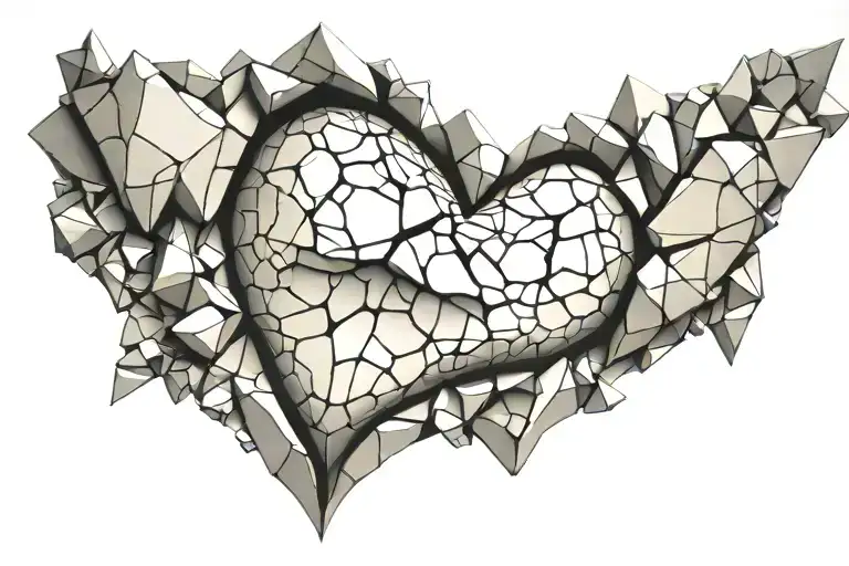 heart turning to stone  tattoo design idea