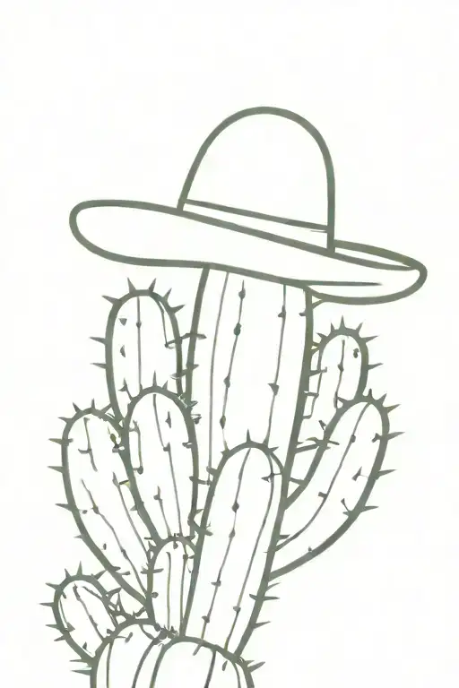 Cactus wearing a Vietnamese hat  tattoo design idea