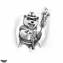 Smokey the Bear fireing a tommy gun tattoo design idea