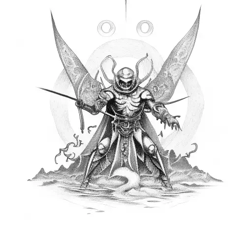 Saint Anthony fighting demons tattoo design idea
