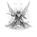 Saint Anthony fighting demons tattoo design idea