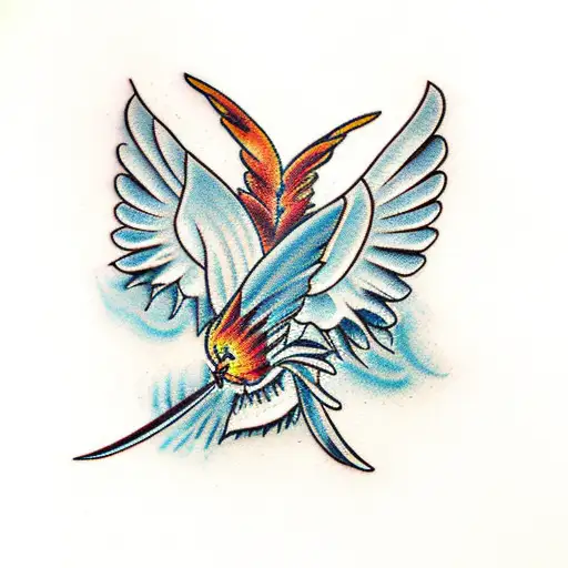 Phoenix and butterfly's  tattoo design idea