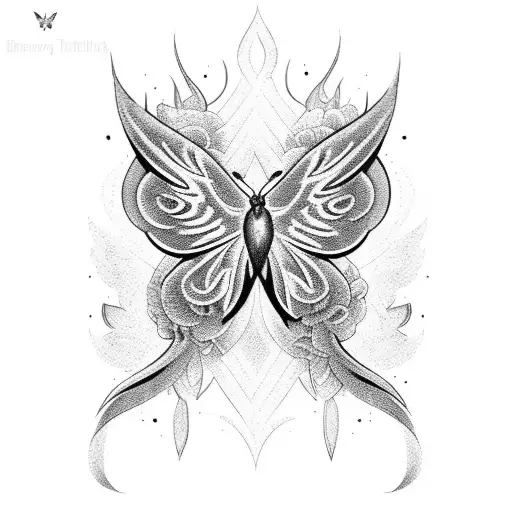 Phoenix with butterfly's  tattoo design idea