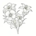 Daisy, carnation, daffodil, lily of the valley, poppy, morning glory tattoo design idea
