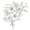 Daisy, carnation, daffodil, lily of the valley, poppy, morning glory tattoo design idea