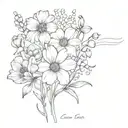 Daisy, carnation, daffodil, lily of the valley, poppy, morning glory tattoo design idea