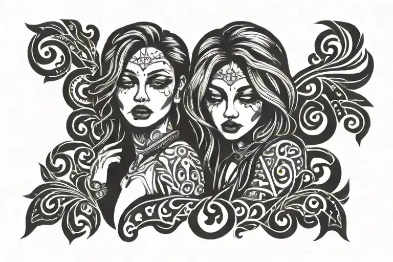 cocaine daughter or bpd son in text outlined with tribal designs tattoo design idea