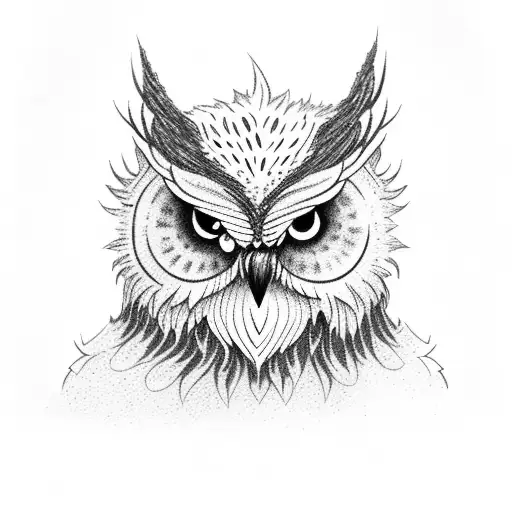 full body owlbear with trees tattoo design idea